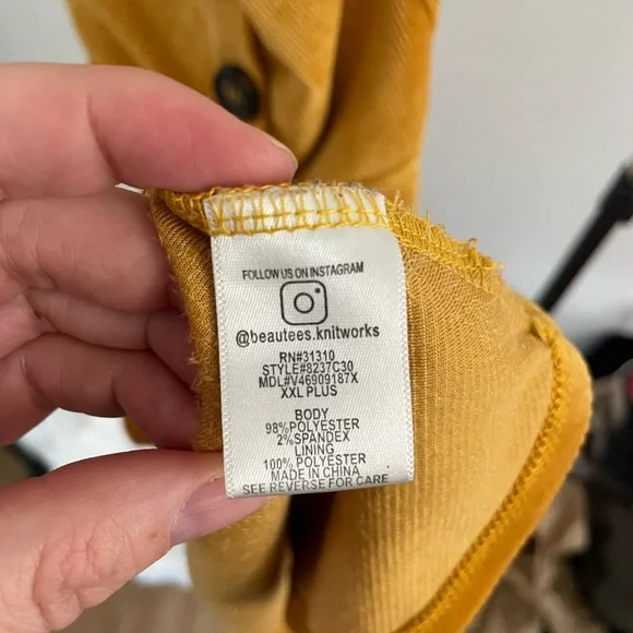 Knitworks XXL-plus gold mustard dress minimal 70s corduroy spring summer - Picture 10 of 13
